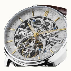 Ingersoll 1892 I05801 Herrenuhr The Charles Automatikwerk Edelstahl poliert Ziffernblatt Silber Lederarmband Braun matt