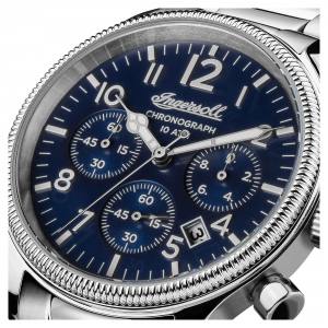 Ingersoll DISCOVERY I03804 Mens The Apsley Movement Quartz Case Stainless Steel Dial Blue Strap Bracelet Stainless Steel Silver