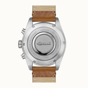 Ingersoll DISCOVERY I06202 Herrenuhr The Scovill Quartzwerk Edelstahl poliert Ziffernblatt Schwarz Lederarmband Braun matt