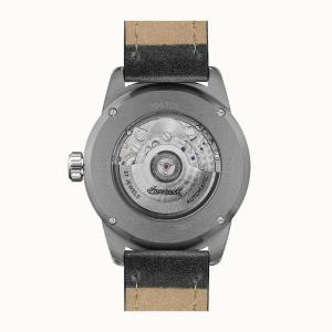 Ingersoll DISCOVERY I06701 Herrenuhr The Triumph Automatikwerk Edelstahl poliert Ziffernblatt Silber Lederarmband Schwarz matt