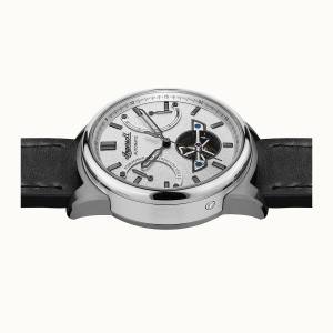 Ingersoll DISCOVERY I06701 Herrenuhr The Triumph Automatikwerk Edelstahl poliert Ziffernblatt Silber Lederarmband Schwarz matt